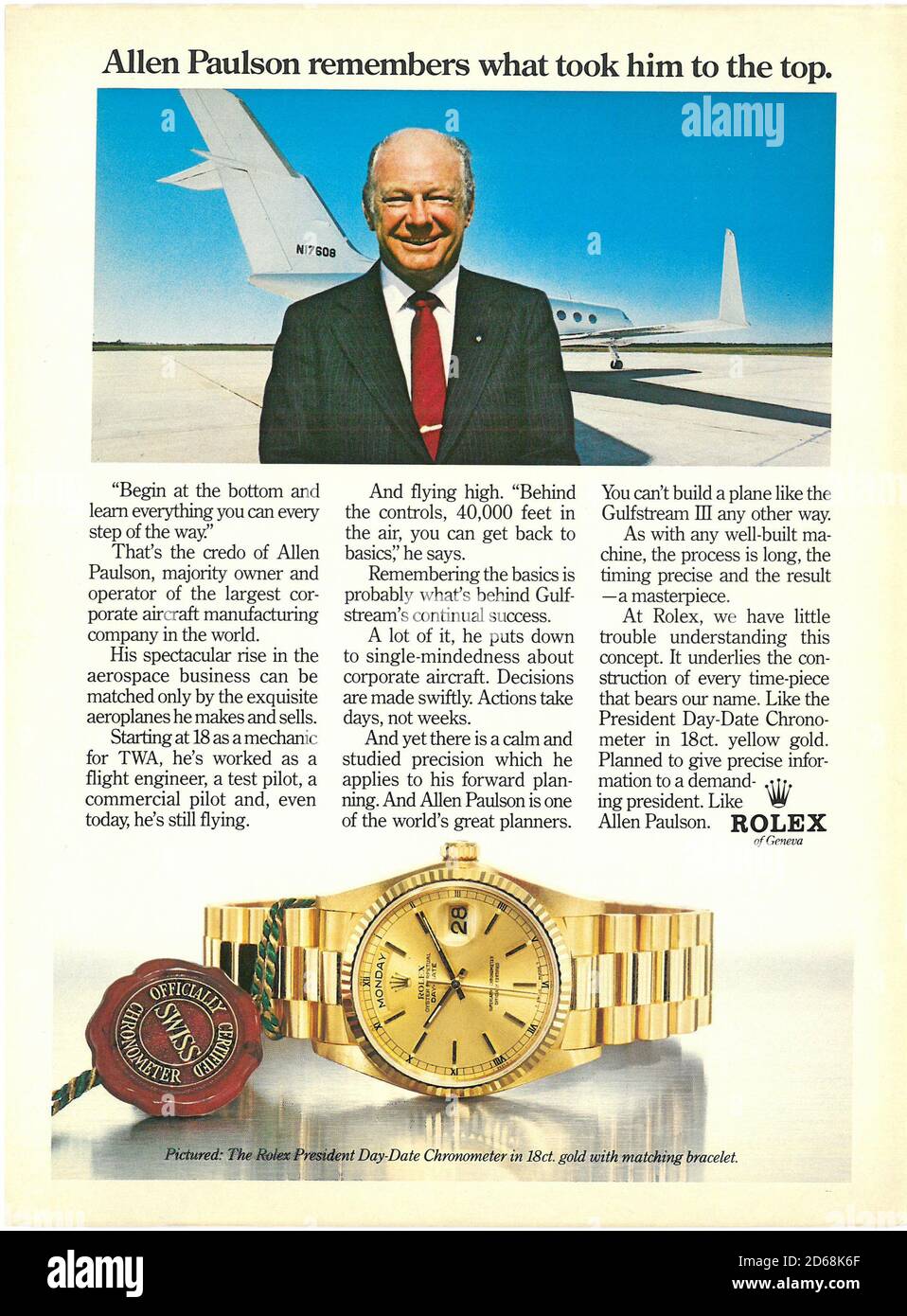 Paper ad advert of Rolex watch Swiss made Rolex Oyster day date gmt master  chronometer date adjust Stock Photo - Alamy