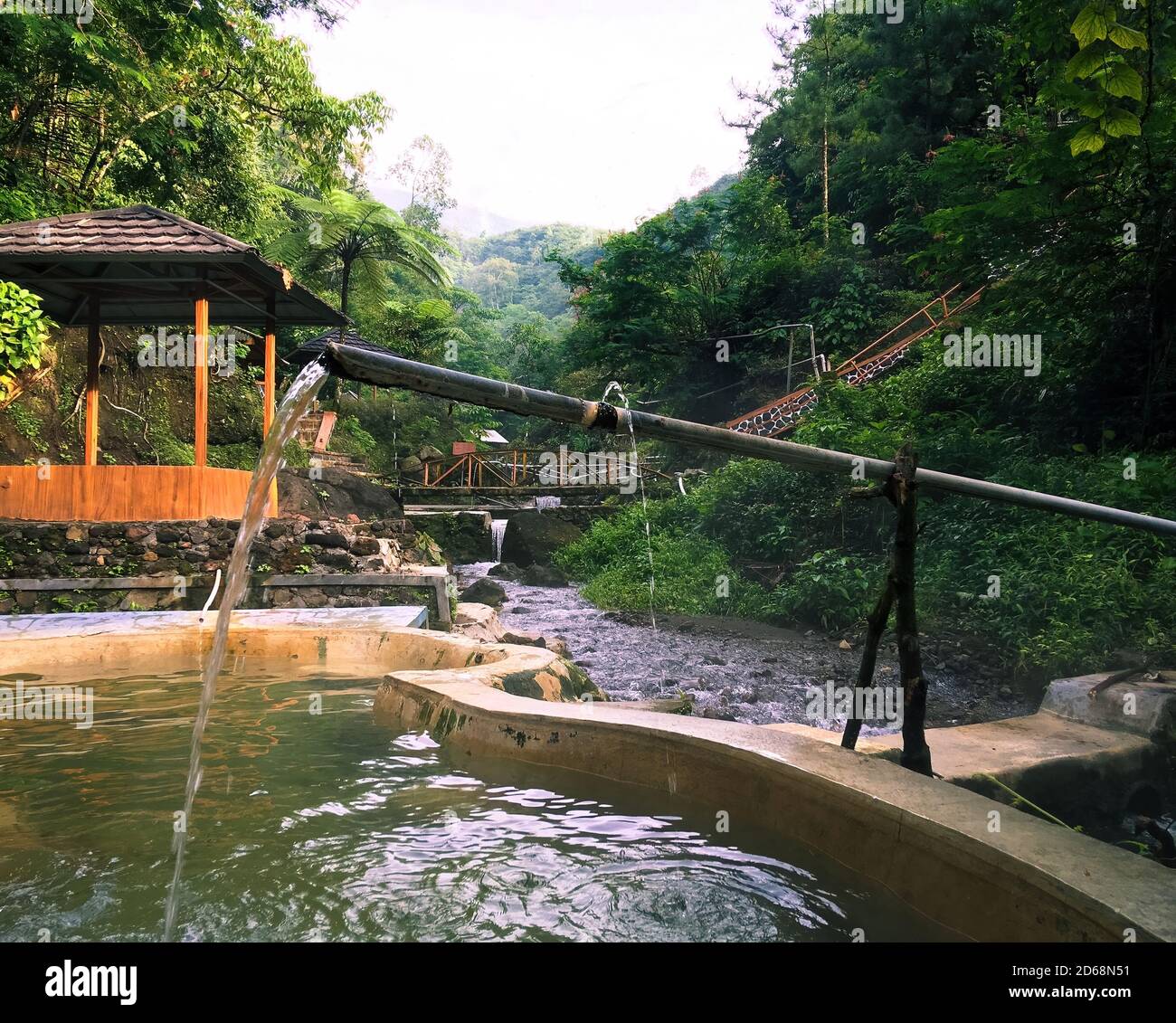 Natural outdoor hot spring pool Stock Photo