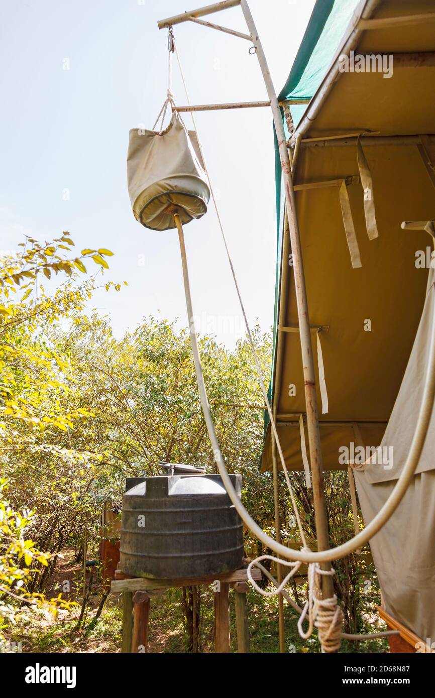 Outdoor shower on a safari camp Stock Photo Alamy