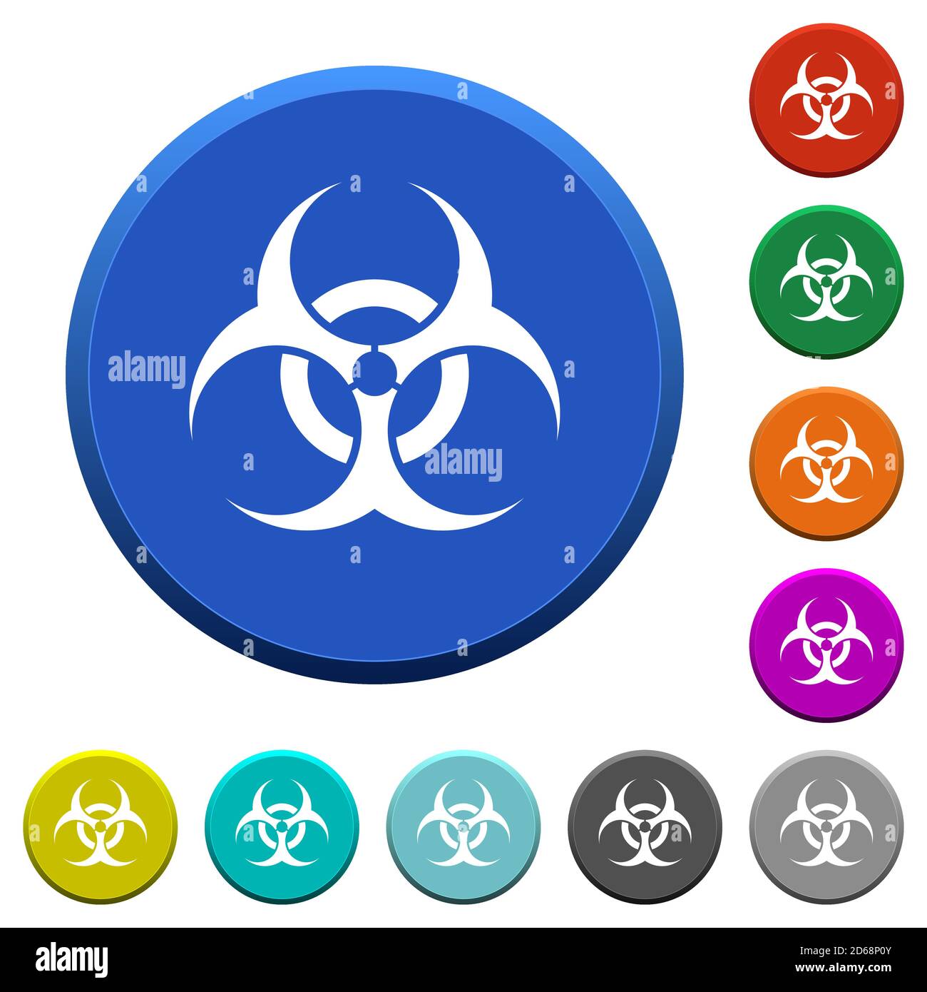Biohazard sign round color beveled buttons with smooth surfaces and ...