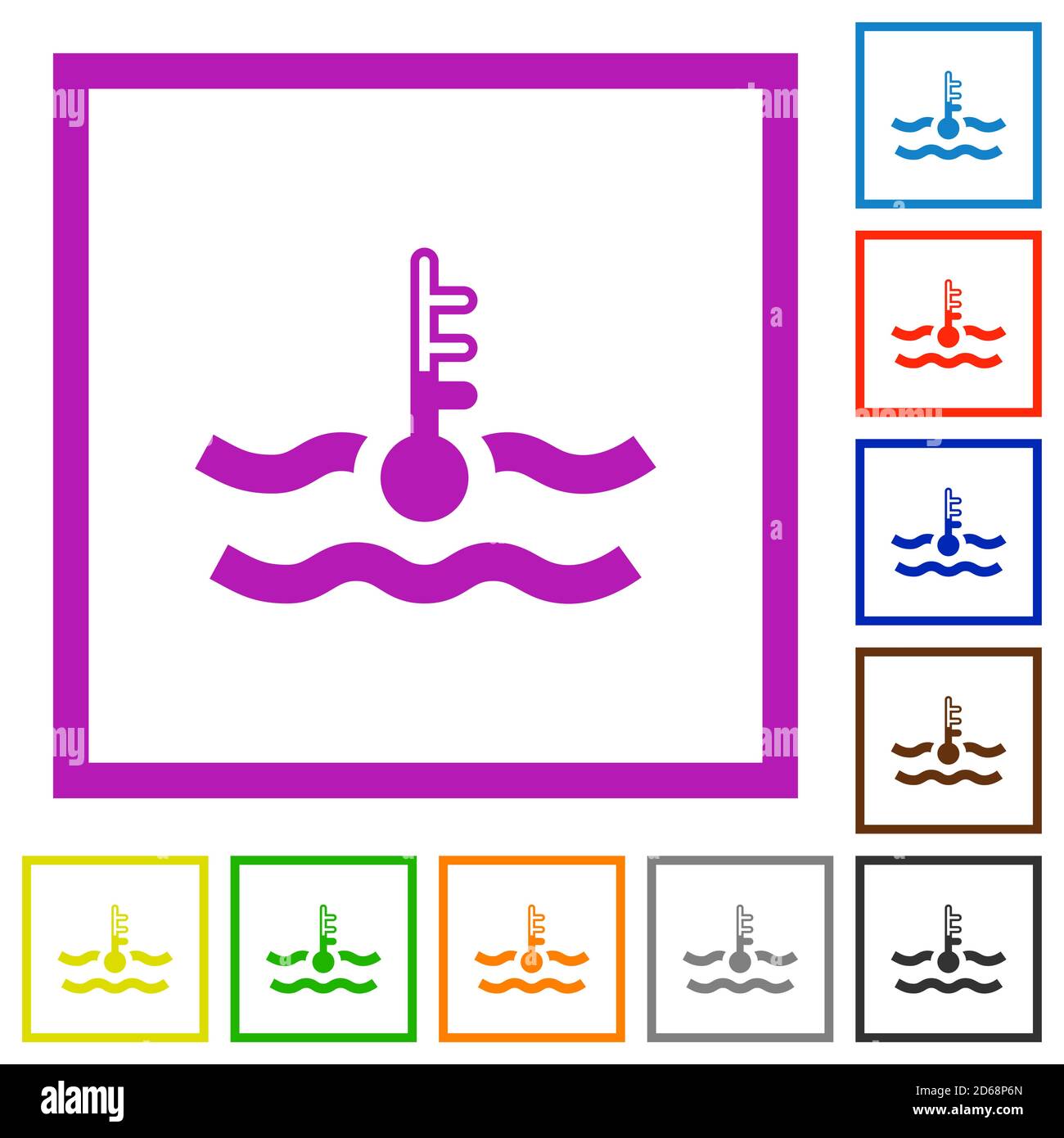 Normal temperature engine coolant flat color icons in square frames on