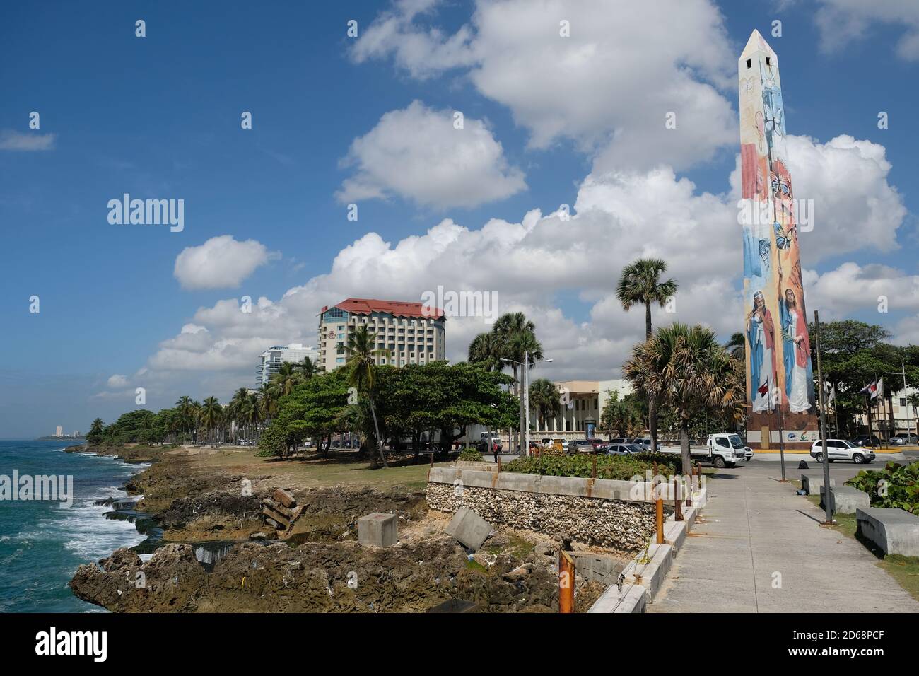 Dominican Republic Santo Domingo - Santo Domingo Obelisk - Obelisco de Santo Domingo and coastline Stock Photo