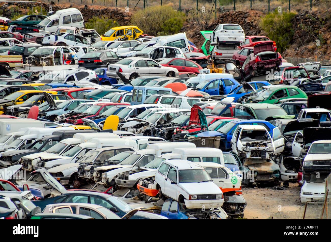 Old Junk Cars On Junkyard Stock Photo - Alamy