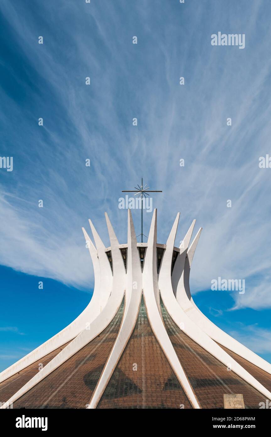 Metropolitan Cathedral, Brasilia, DF, Brazil on August 14, 2008. It was the first monument built in Brasília, designed by architect Oscar Niemeyer Stock Photo