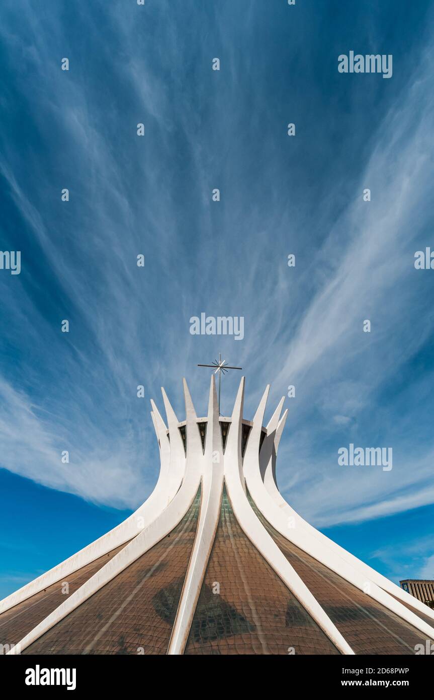 Metropolitan Cathedral, Brasilia, DF, Brazil on August 14, 2008. It was the first monument built in Brasília, designed by architect Oscar Niemeyer Stock Photo