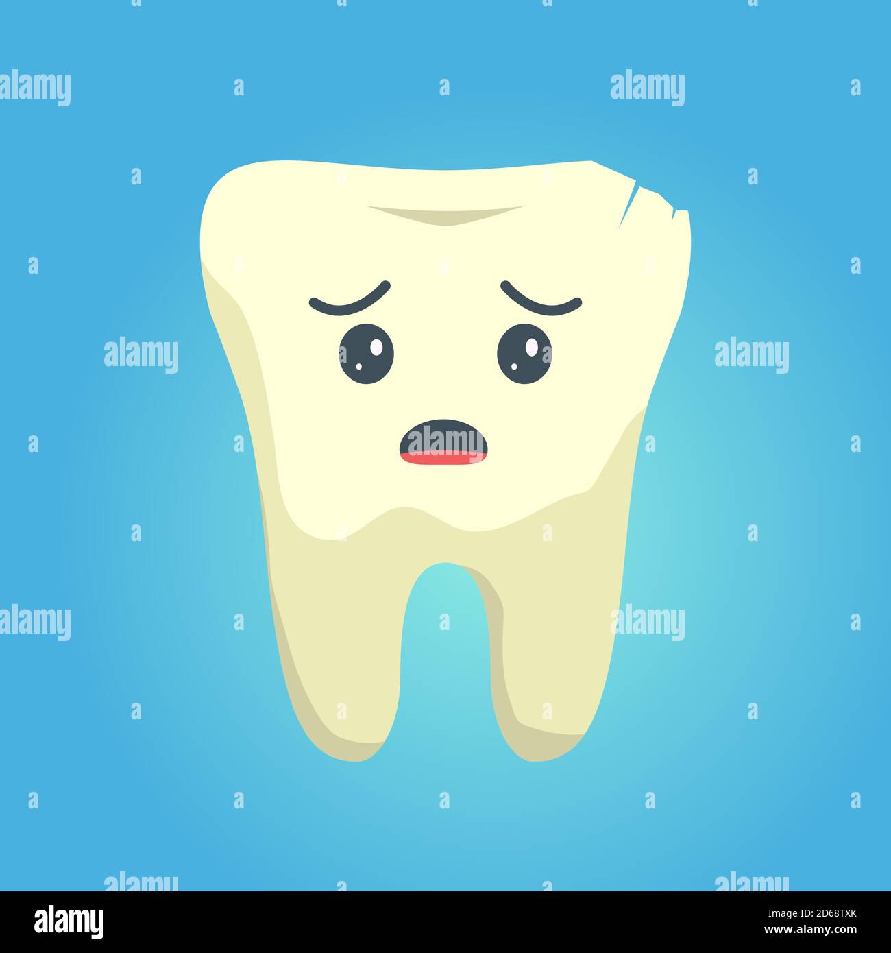Sick tooth.Emoji character.Design concept for a dental clinic. Stock Vector