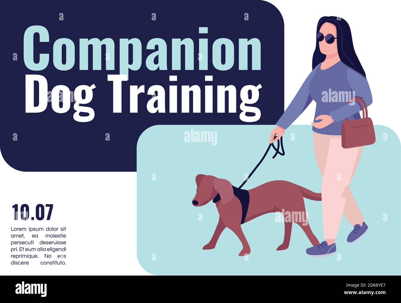Companion dog training banner flat vector template Stock Vector
