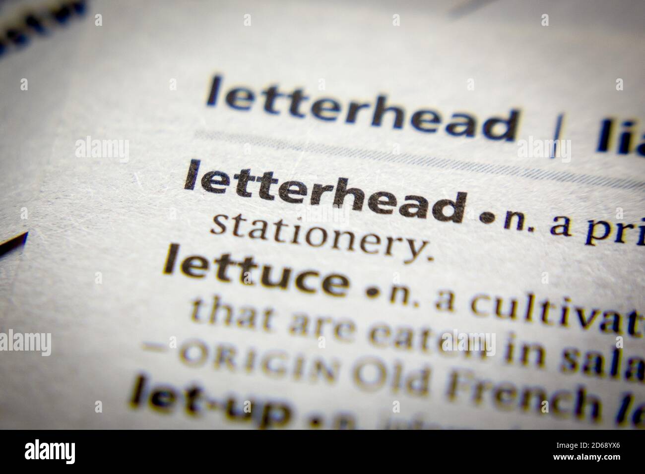 Word or phrase Letterhead in a dictionary Stock Photo Alamy