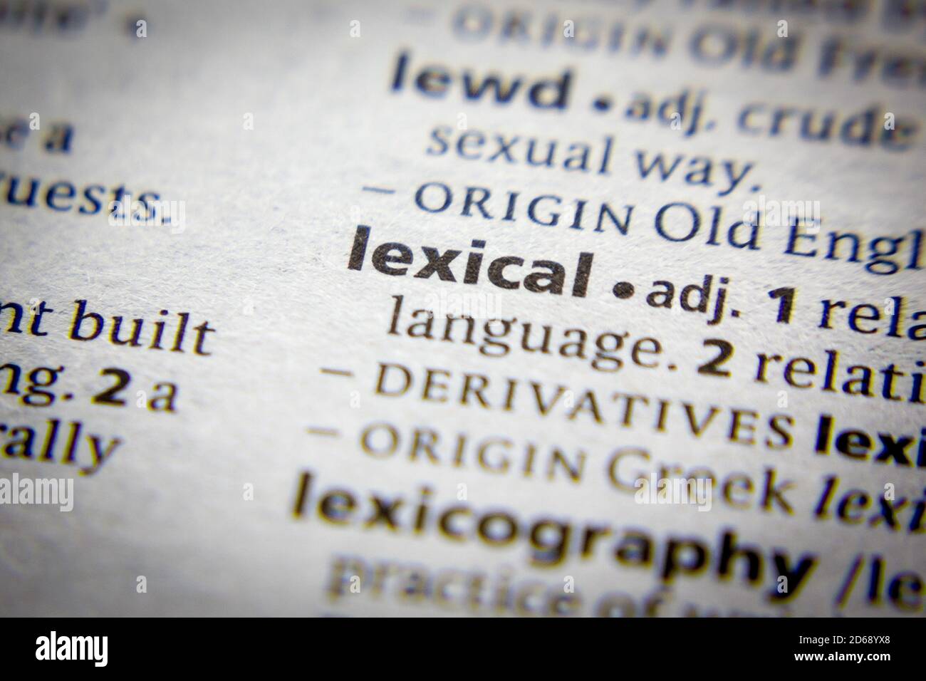Word or phrase Lexical in a dictionary Stock Photo