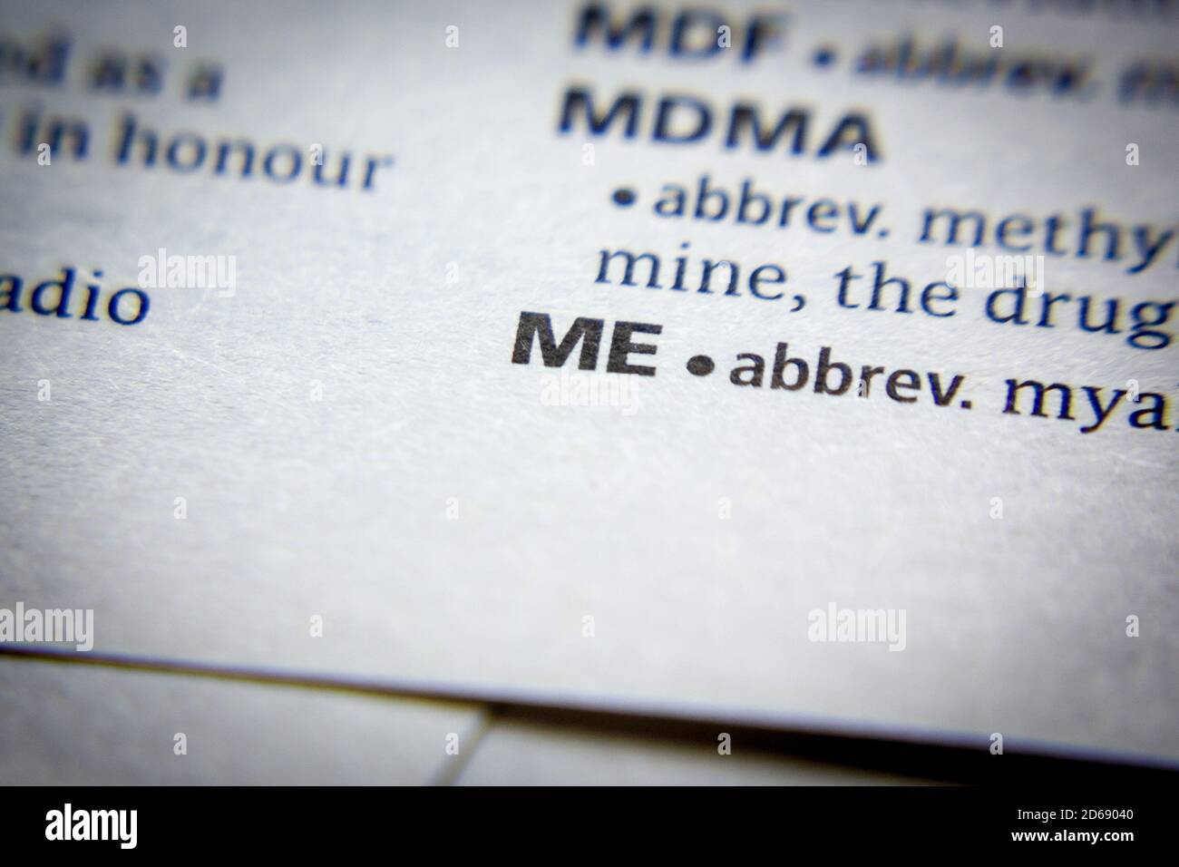 Word or phrase ME in a dictionary Stock Photo - Alamy