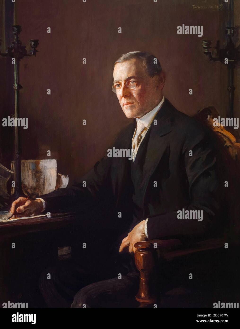 Woodrow Wilson (1856-1924), American politician who served as the 28th President of the United States, portrait painting by Edmund Charles Tarbell, 1920-1921 Stock Photo