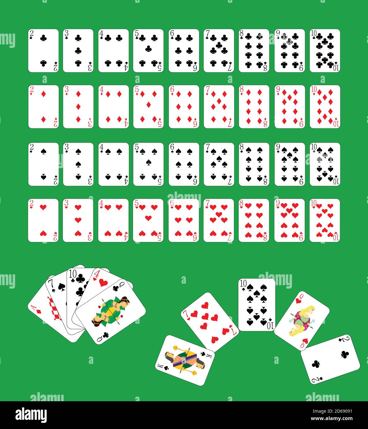 deck of cards of all kinds and combinations of them. Stock Vector