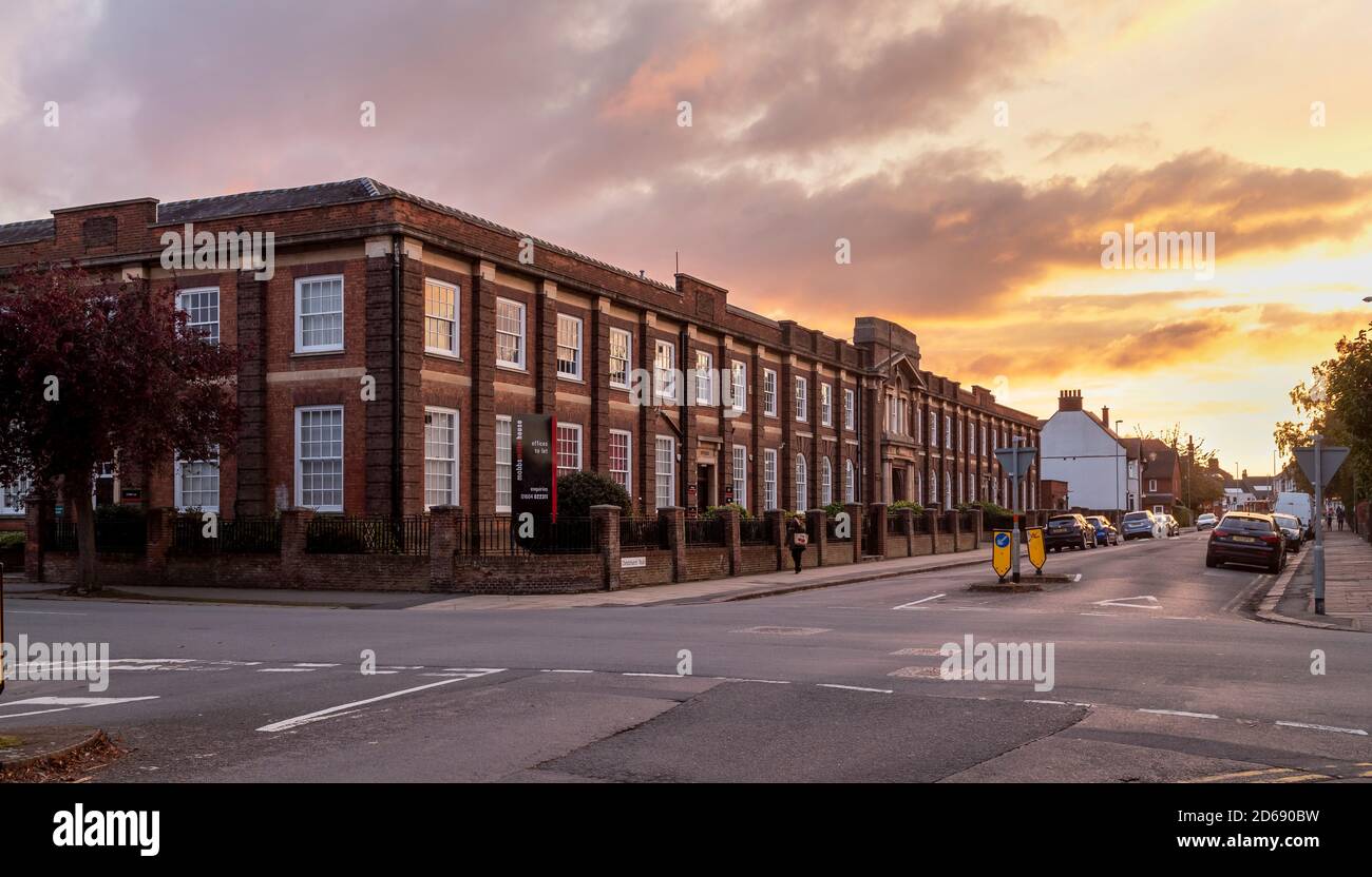 Mobbs Miller House offices on Christchurch raod and Ardington road at sunset, Northampton