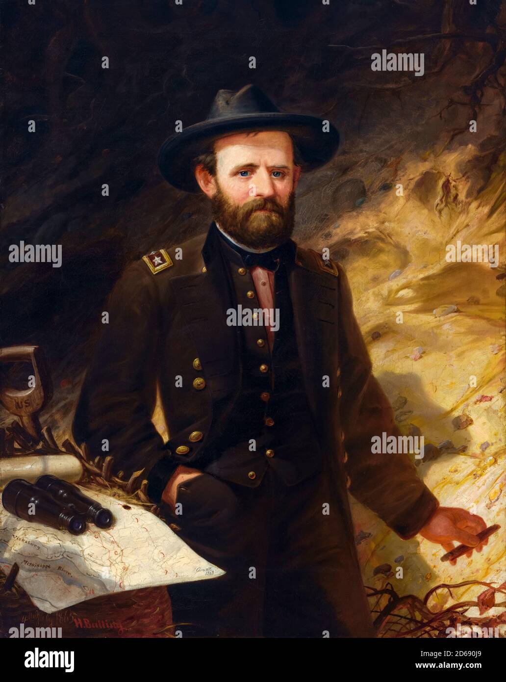 Ulysses S Grant (1822-1885), American soldier and politician who served as the eighteenth President of the United States, portrait painting in military uniform by Ole Peter Hansen Balling, 1865 Stock Photo