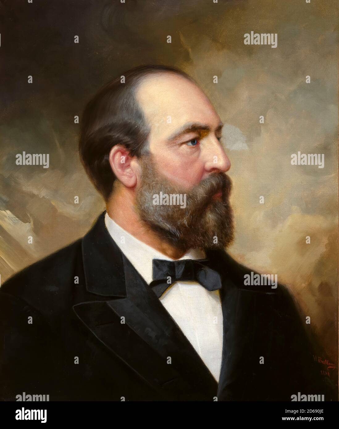 James Abram Garfield (1831-1881) was the 20th President of the United States, portrait painting by Ole Peter Hansen Balling, 1881 Stock Photo