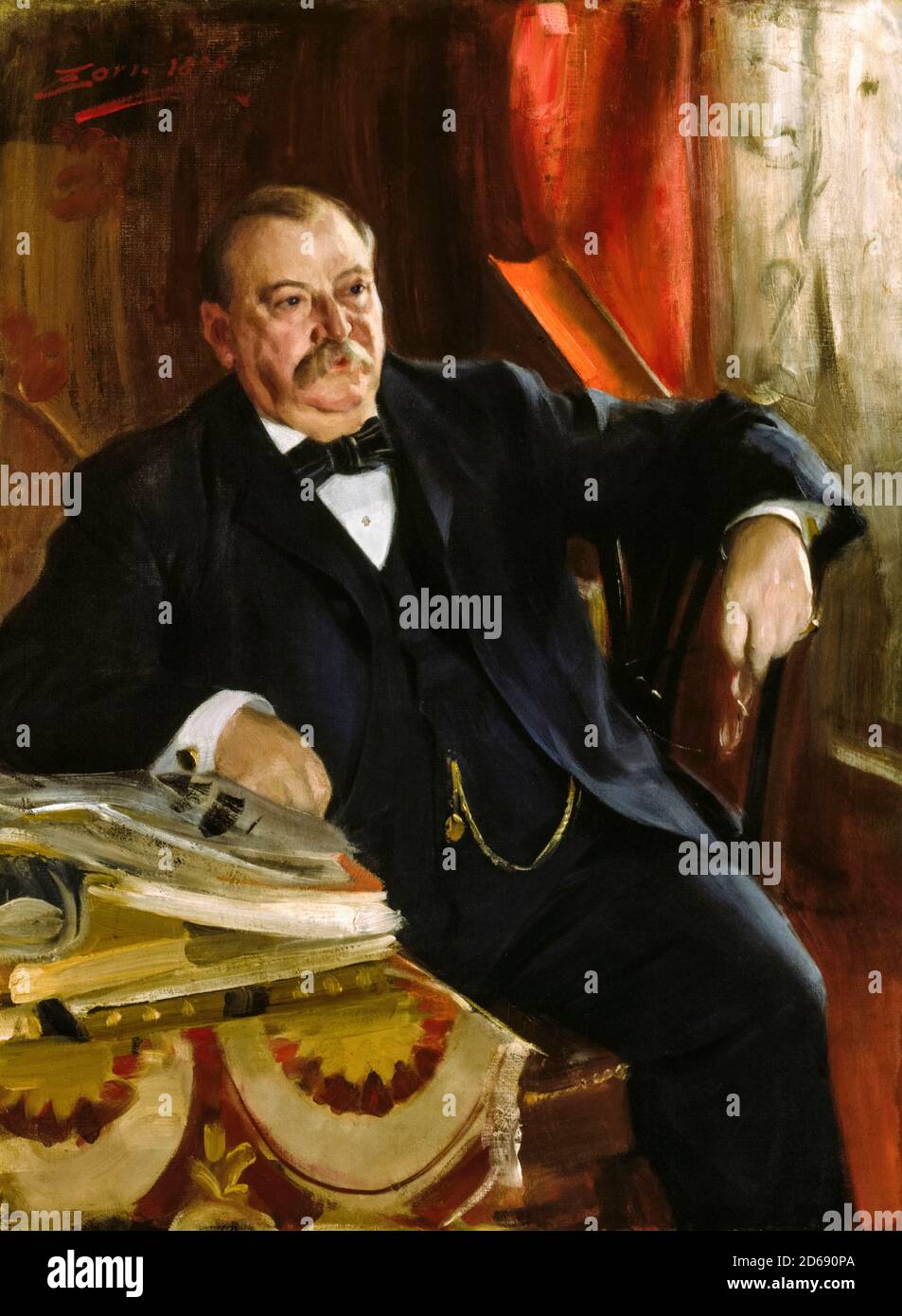 Grover Cleveland (1837-1908), American politician who was the 22nd and 24th President of the United States, portrait painting by Anders Zorn, 1899 Stock Photo