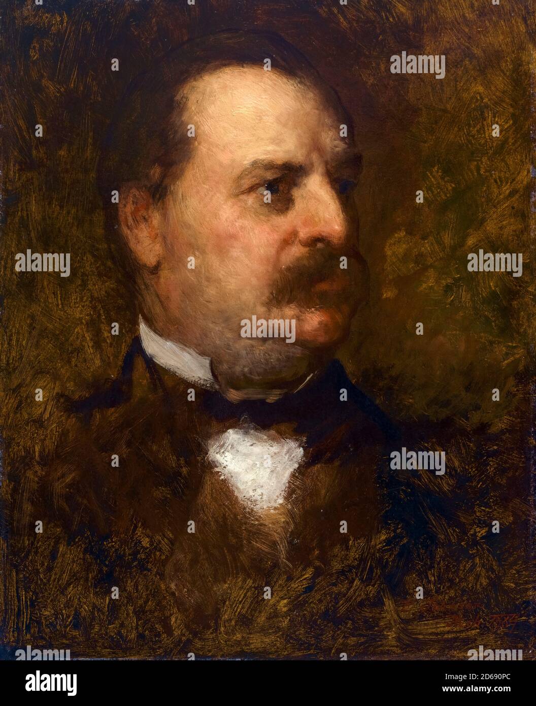 Grover Cleveland (1837-1908), American politician who was the 22nd and 24th President of the United States, portrait painting by Eastman Johnson, 1884 Stock Photo