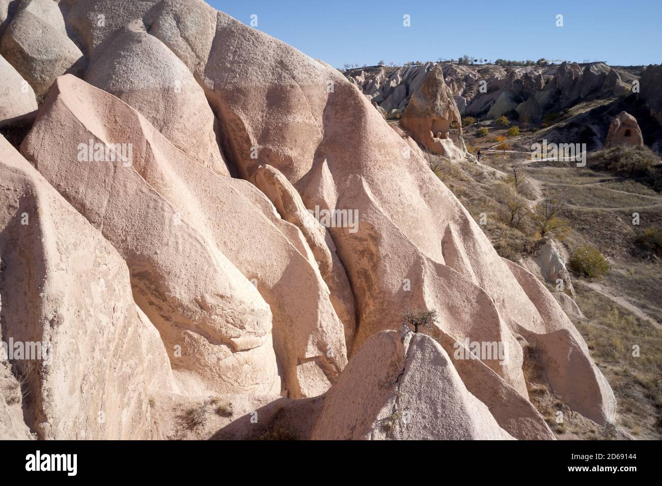 Rock formations of rose valley at Goreme, Turkey Stock Photo - Alamy