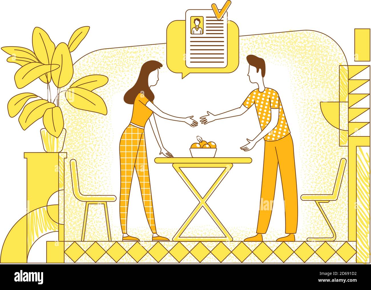 Choosing suitable applicant flat silhouette vector illustration Stock Vector