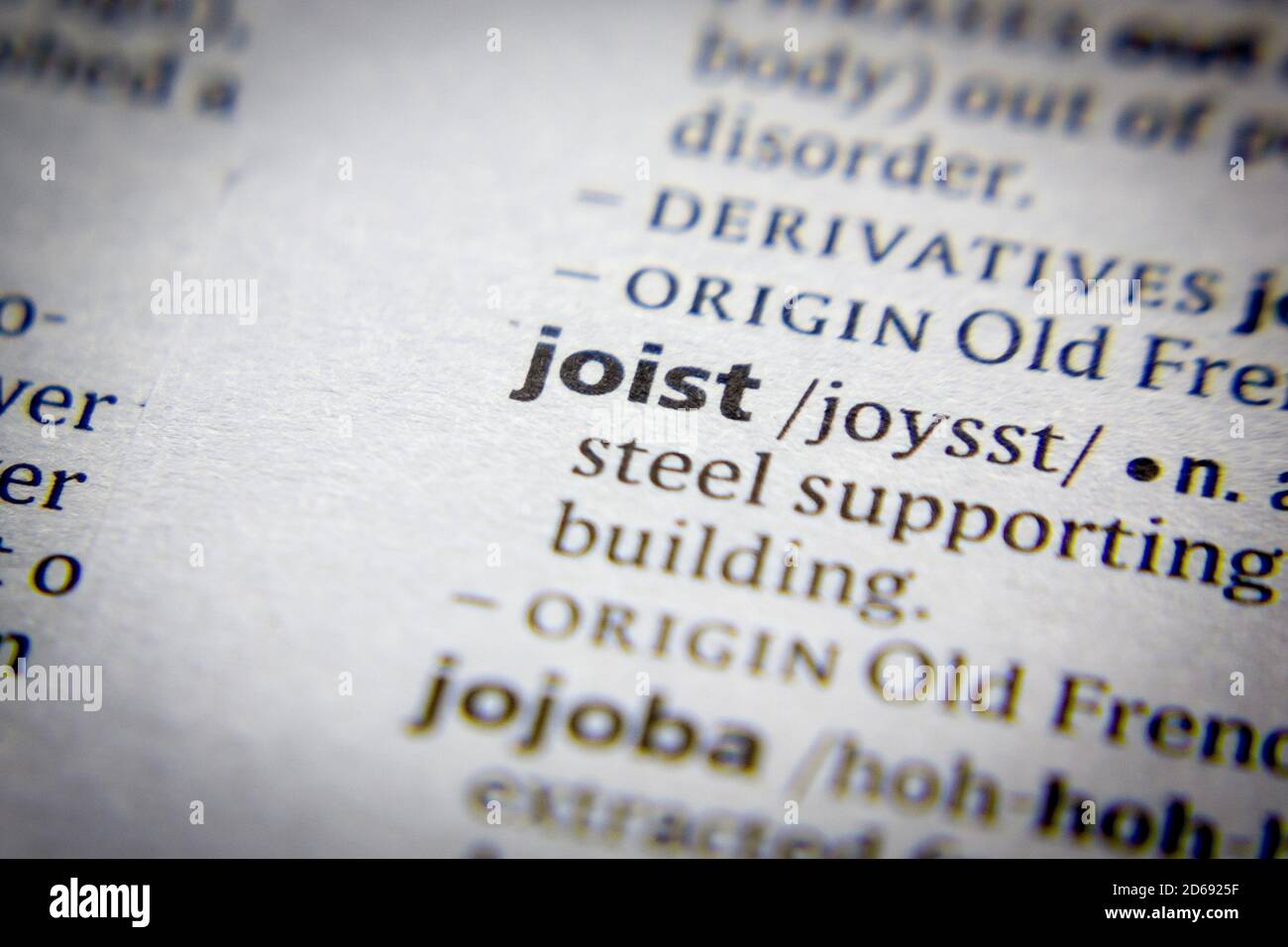 Word or phrase Joist in a dictionary Stock Photo Alamy