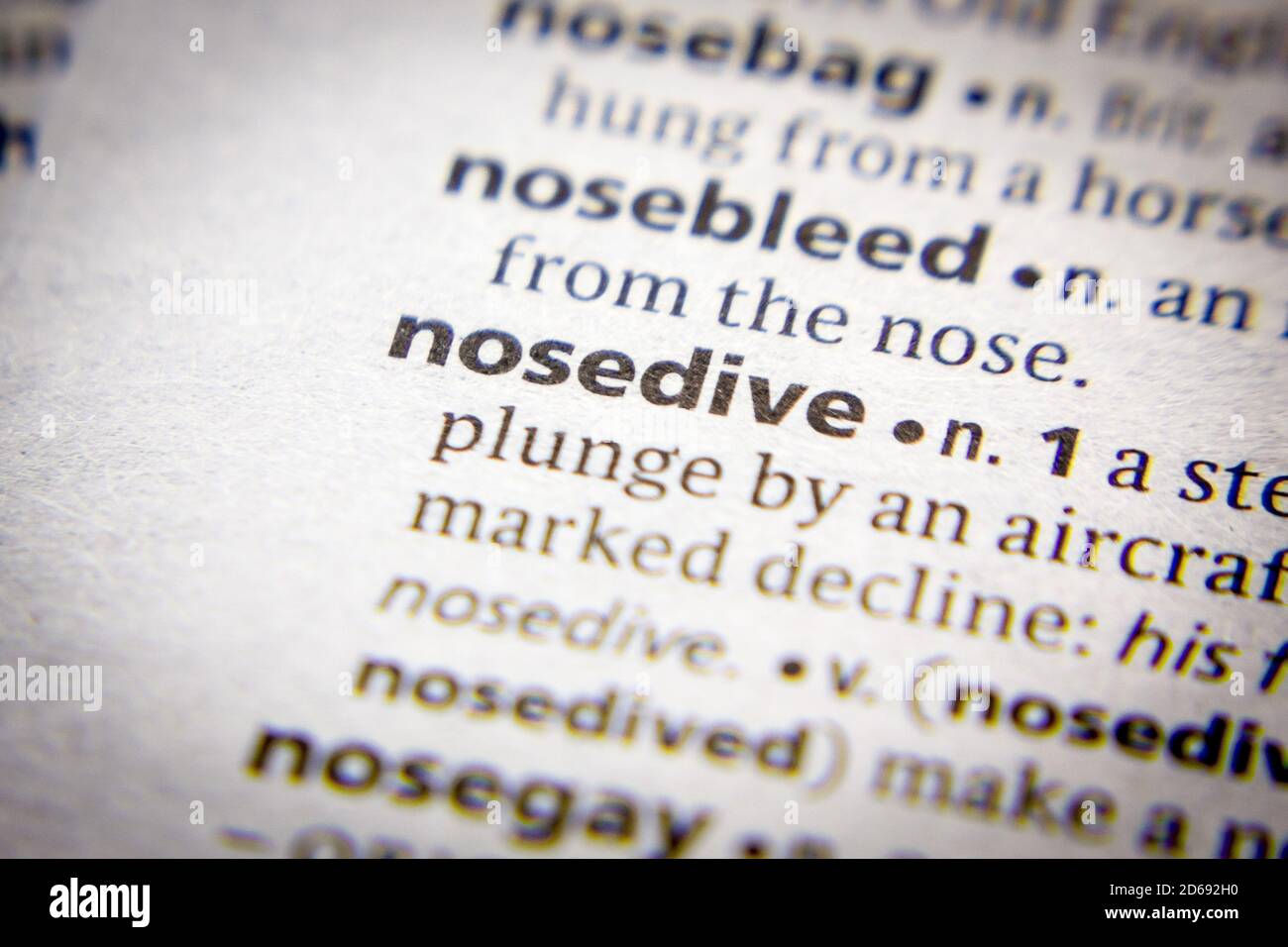 Word or phrase Nosedive in a dictionary Stock Photo Alamy