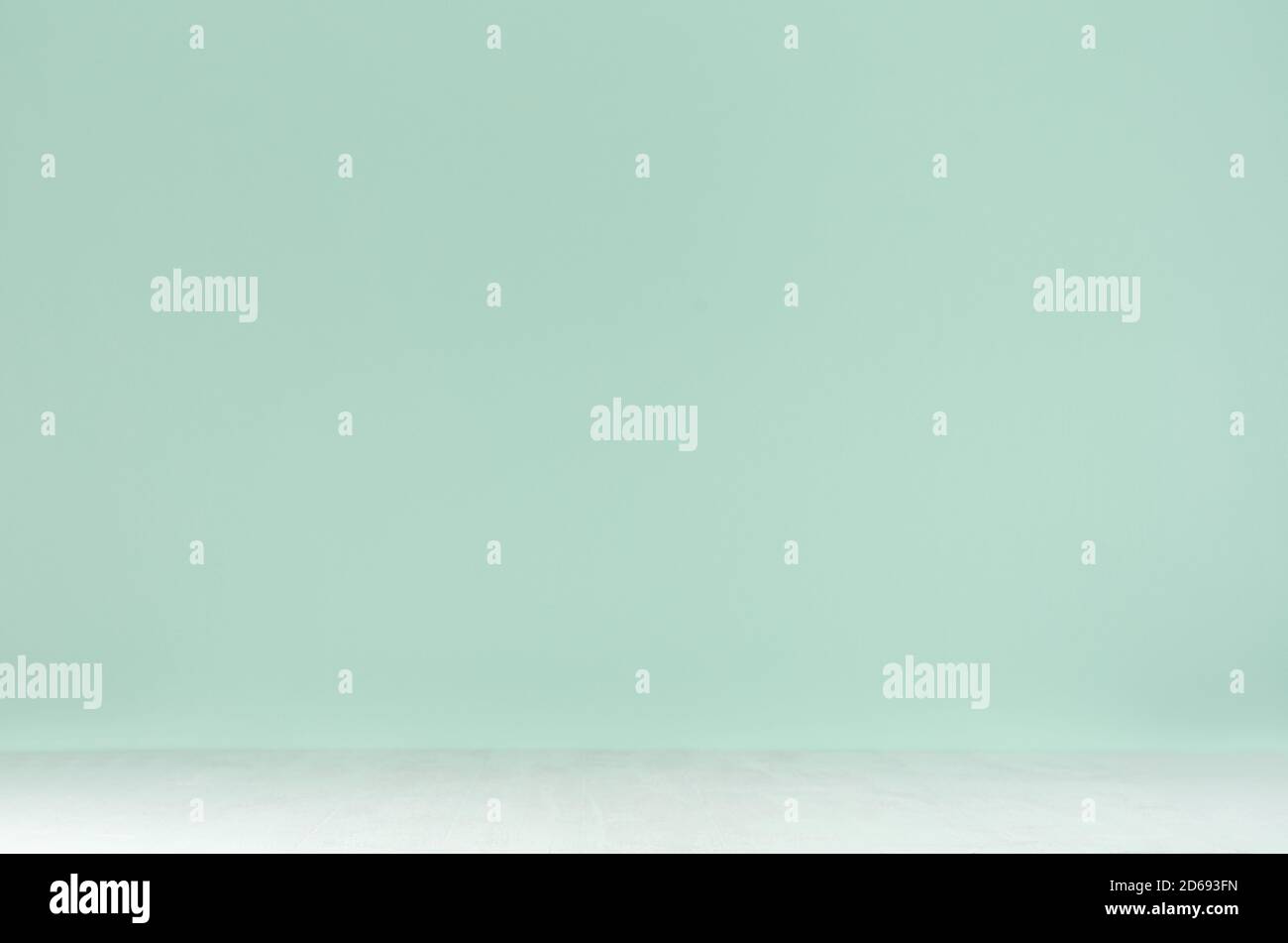 Abstract green mint menthe background with perspective and white wood table for presentation and showing, room. Stock Photo