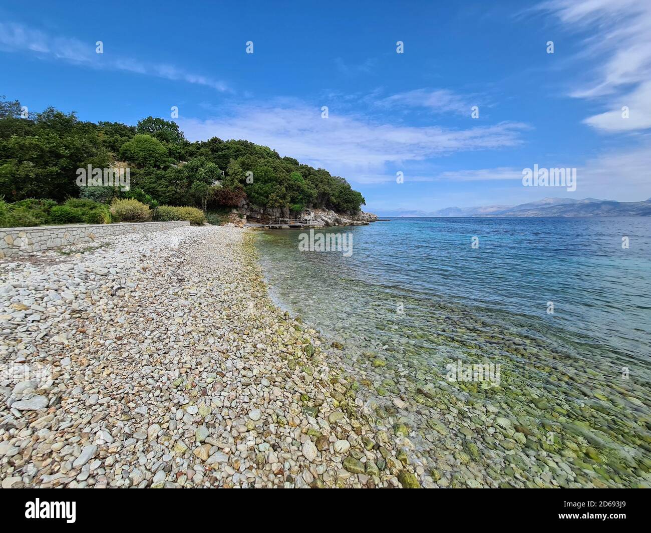 The bay near the beach of Avlaki in Corfu, Greece. Thursday 03 September 2020 Stock Photo
