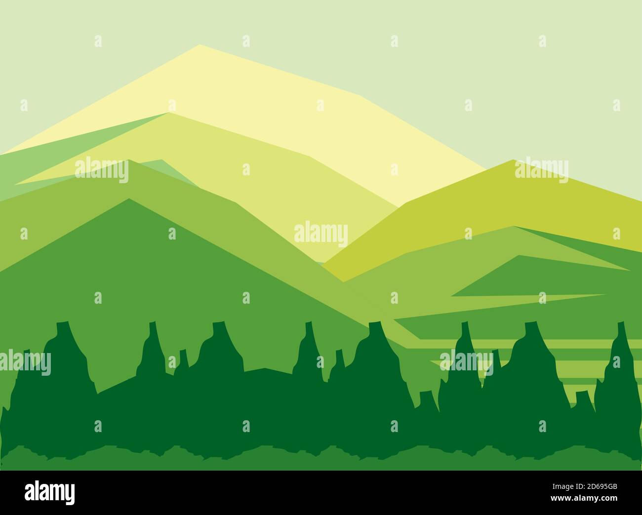 landscape mountains hills and forest nature background vector ...