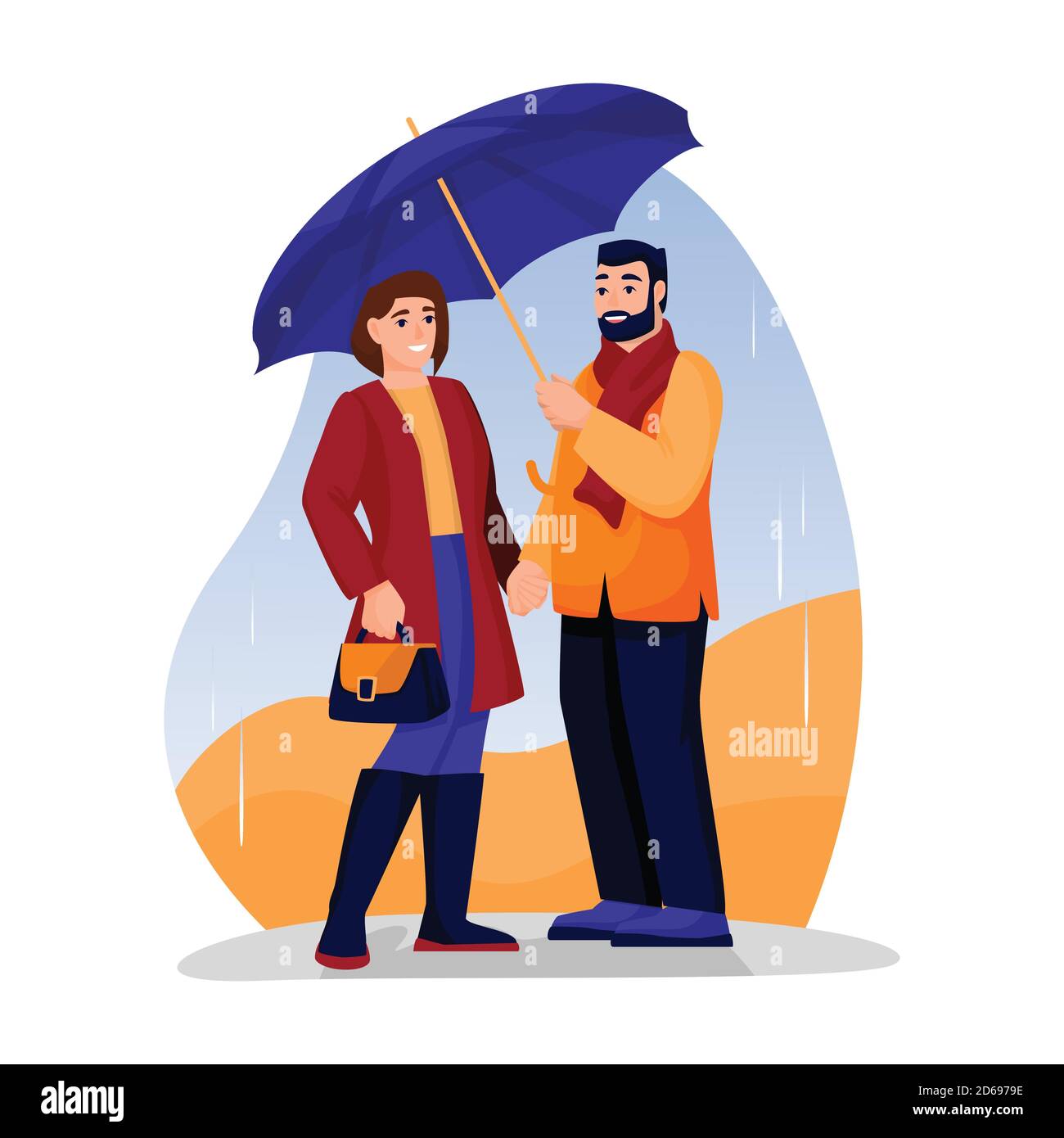 Romantic cartoon couple in rain hi-res stock photography and ...