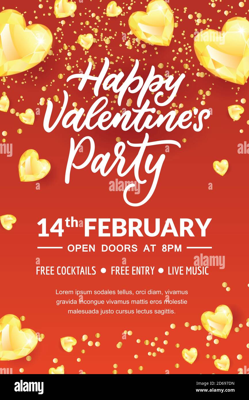 Valentines Day Party poster flyer design template Stock Vector Image & Art  - Alamy