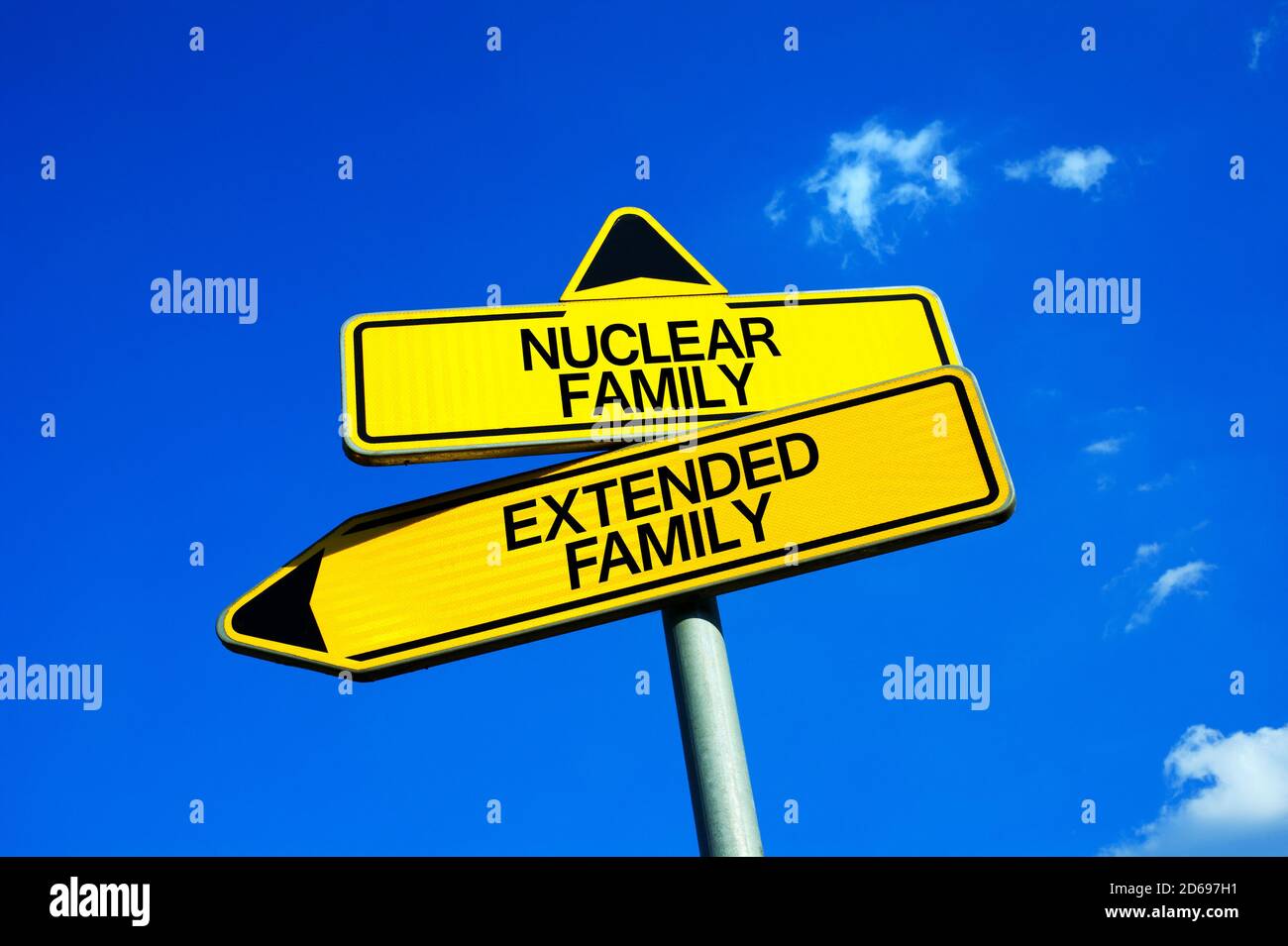 Nuclear Family vs Extended Family Traffic sign with two options