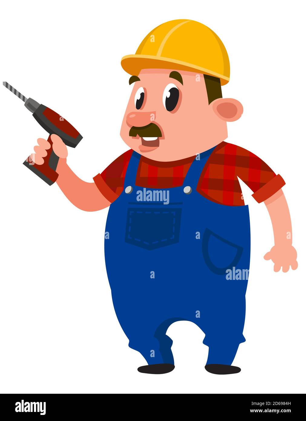 Cartoon man builder with a screwdriver Royalty Free Vector