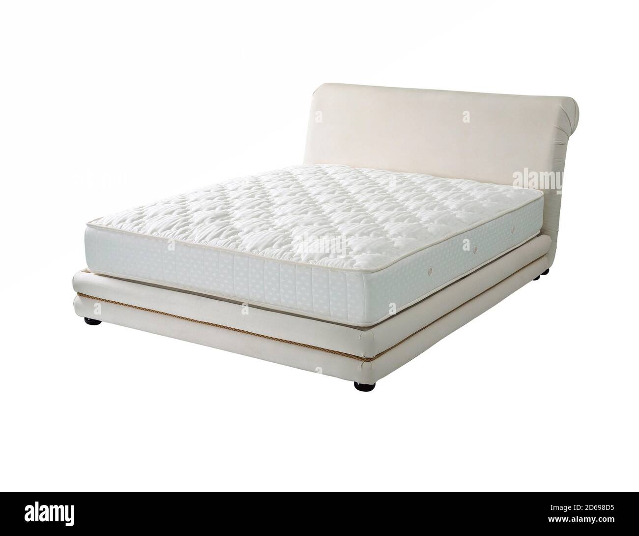 Bed frame with cushioned headboard and mattress Stock Photo Alamy