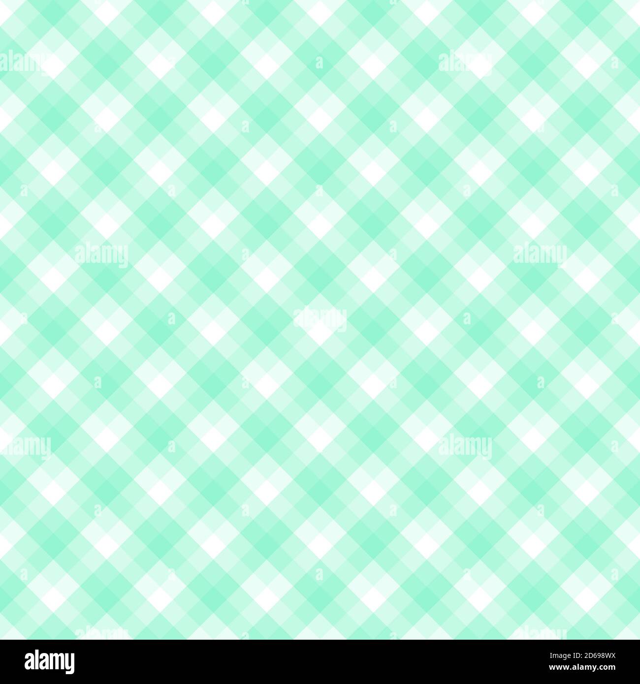 Checker pattern in hues of mint green and white, seamless background Stock Photo