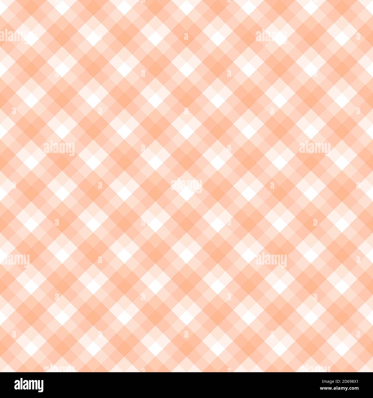 Checker pattern in hues of vdeep peach and white, seamless background Stock Photo
