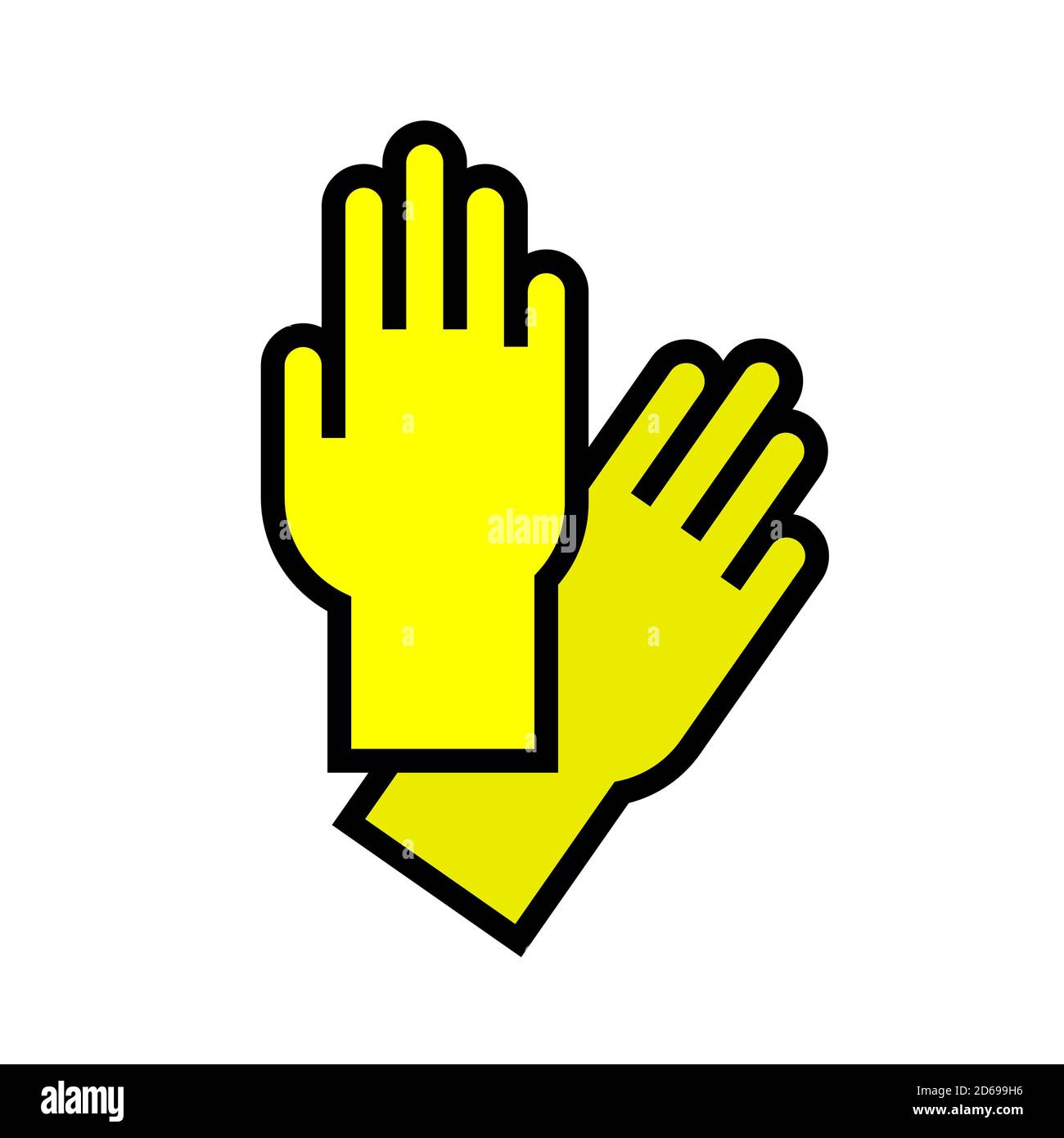 Yellow gloves for cleaning. Vector isolated illustration on white background. Stock Vector