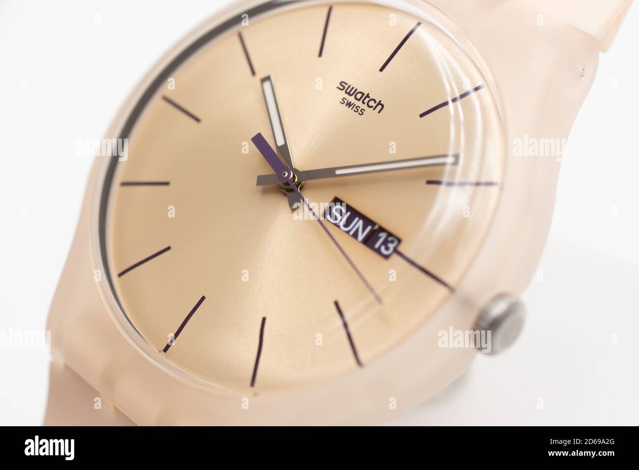 Paris, France 07.10.2020 - Sunday 13 on Swatch swiss made quartz watch  Stock Photo - Alamy