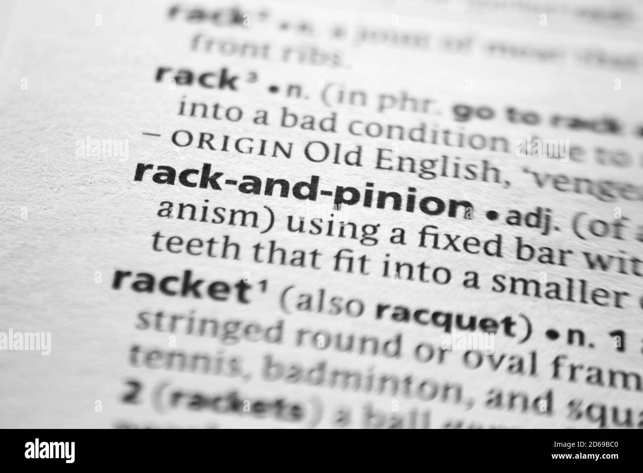Word or phrase Rackandpinion in a dictionary Stock Photo Alamy