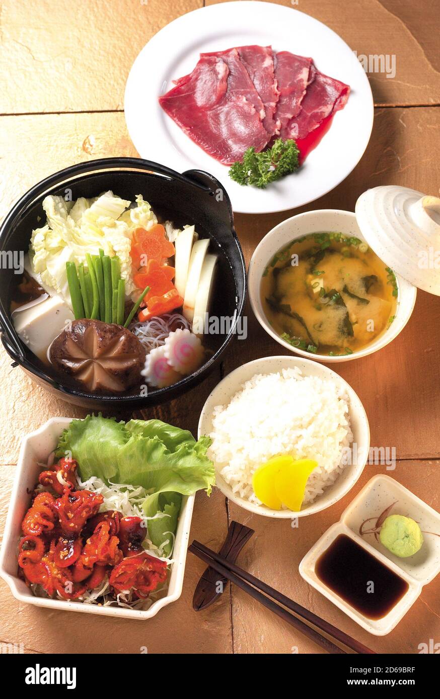 Japanese hot pots sukiyaki set Stock Photo Alamy