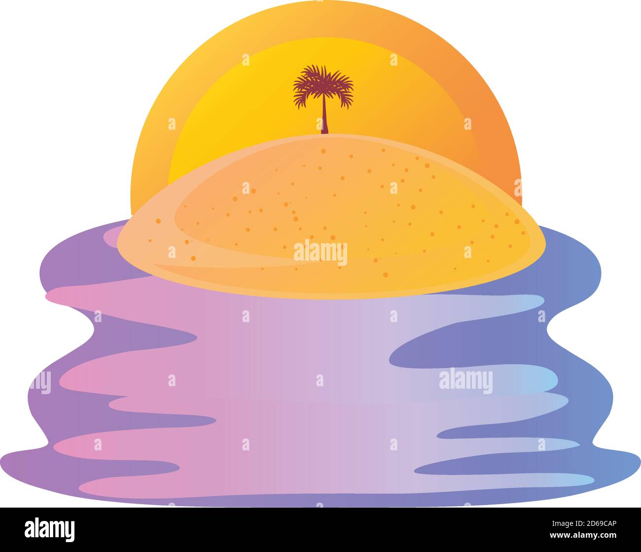 summer vacation travel, landscape tropical beach palm sea sunset vector ...
