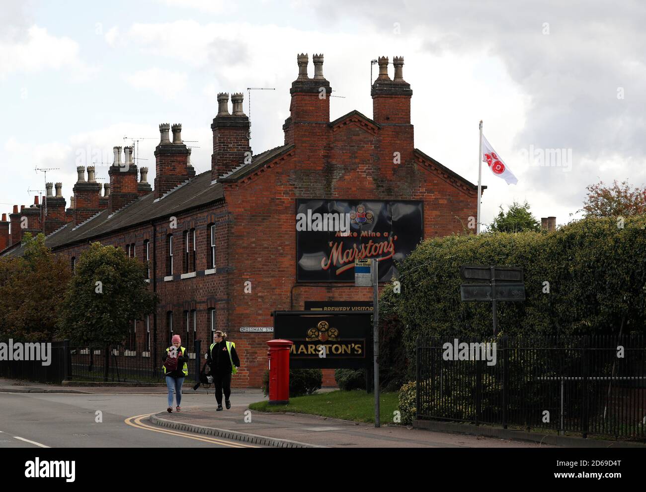 Burton Upon Trent, Staffordshire, UK. 15th October 2020. Workers leave MarstonÕs Brewery after the company announced it would axe up to 2,150 furloughed jobs following new restrictions to curb the spread of the coronavirus. Credit Darren Staples/Alamy Live News. Stock Photo