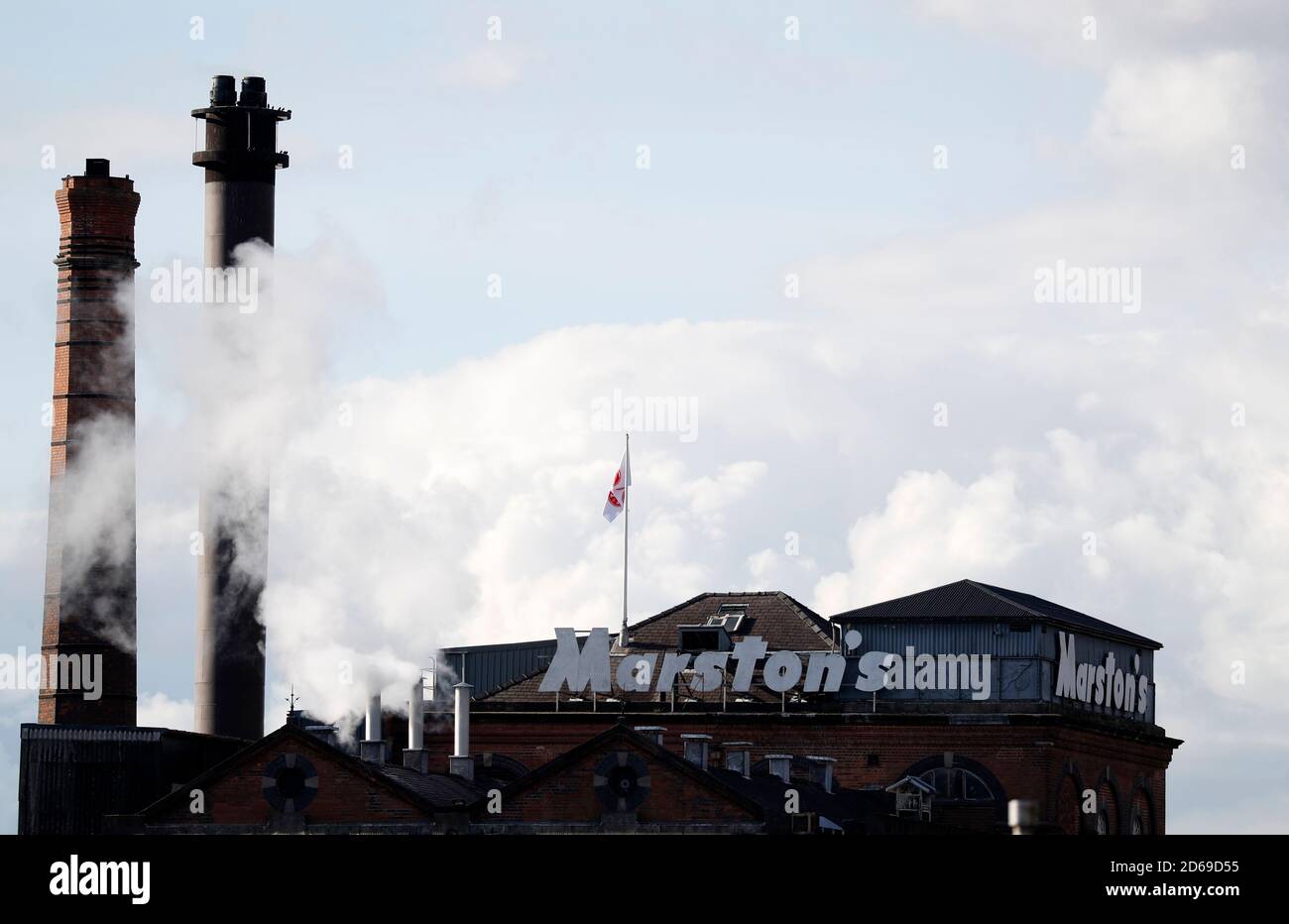 Burton Upon Trent, Staffordshire, UK. 15th October 2020. A view of MarstonÕs Brewery after the company announced it would axe up to 2,150 furloughed jobs following new restrictions to curb the spread of the coronavirus. Credit Darren Staples/Alamy Live News. Stock Photo