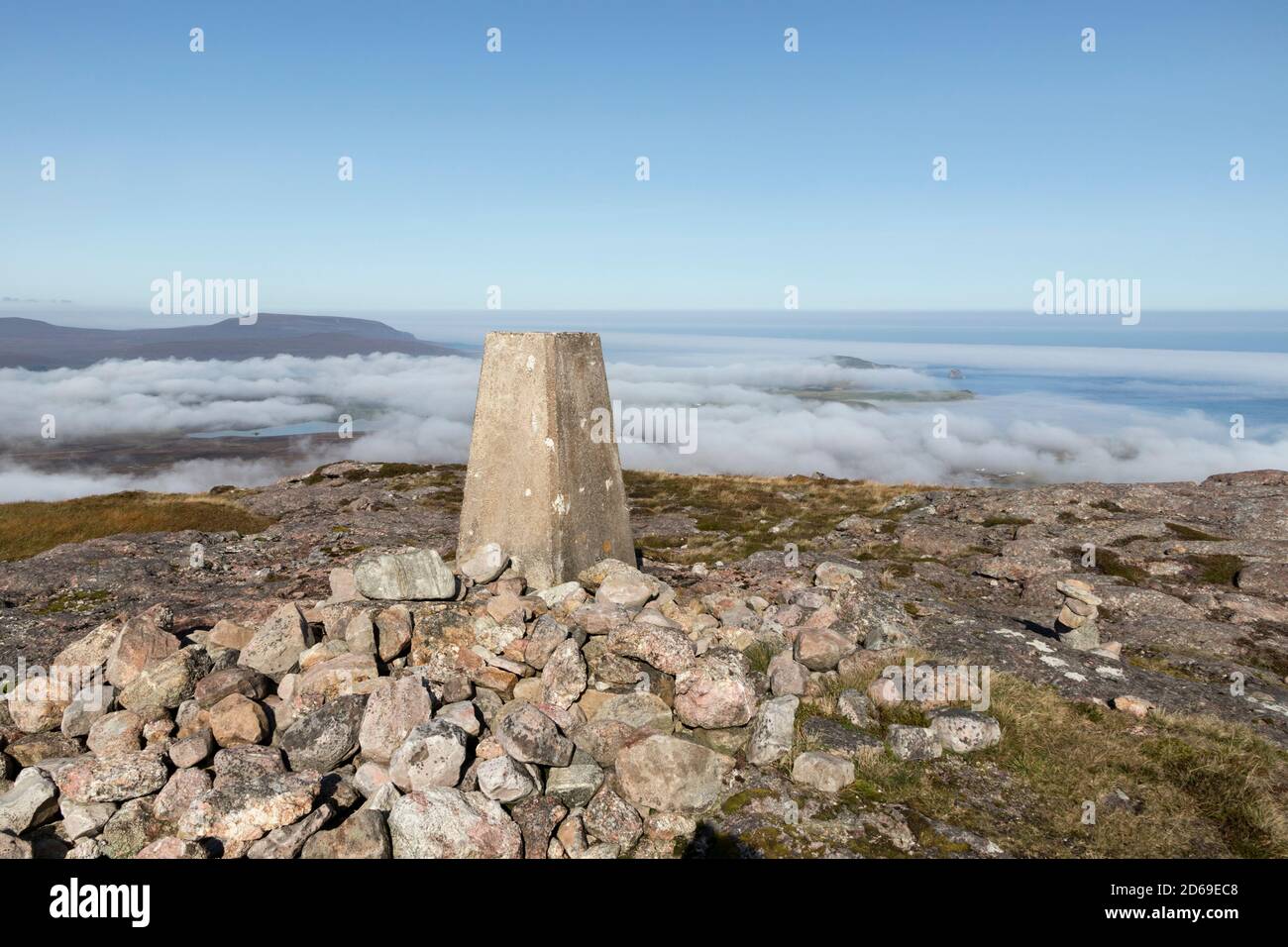 The Summit of Beinn Ceannabeinne with the View over Cloud towards Durness and Cape Wrath, Sutherland, Scotland, UK Stock Photo