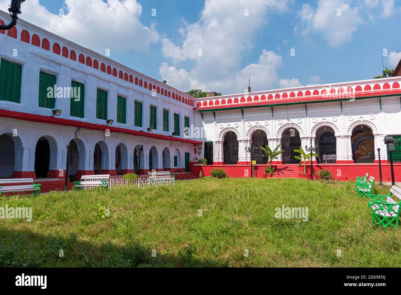 Shobhabazar Rajbari is the palace of the Shobhabazar royal family located in the Indian city of Kolkata is famous for Bonedi Bari Durga Puja. Kolkata, Stock Photo