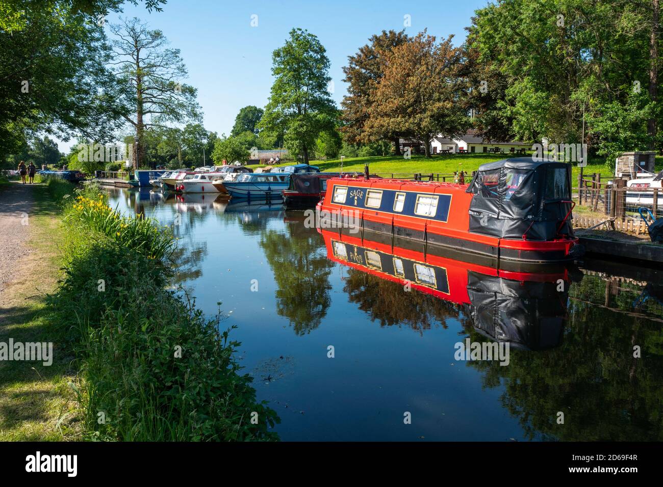 Narrowboat at Goytre Wharf, Monmouthshire and Brecon Canal, Monmouth Stock Photo