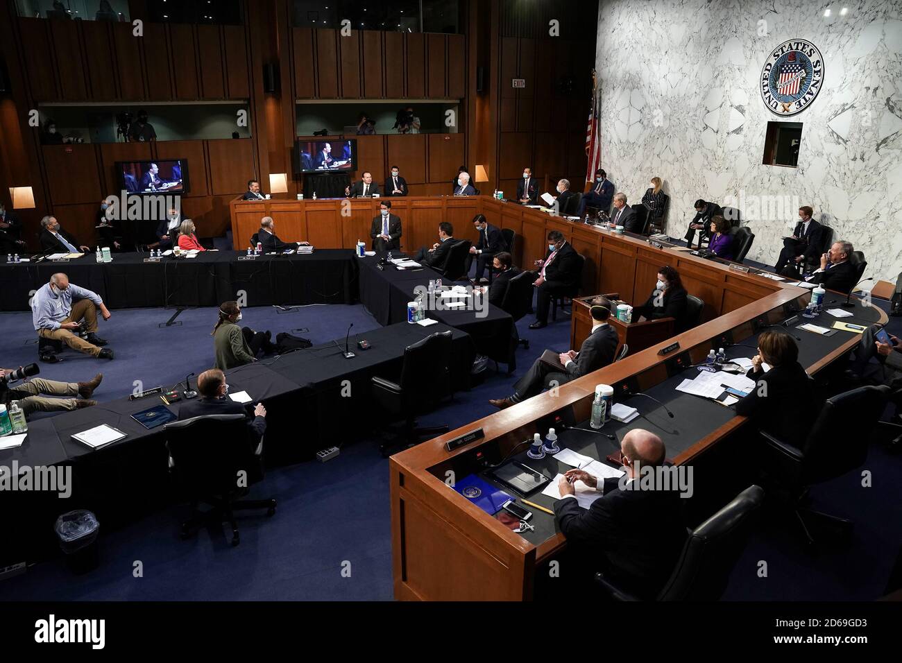 United States Senator Mike Lee (Republican of Utah) speaks during a Senate Judiciary Committee business meeting prior to the fourth day for the confirmation hearing of President Donald Trump’s Supreme Court nominee Judge Amy Coney Barrett on Thursday, October 15, 2020.Credit: Greg Nash / Pool via CNP /MediaPunch Stock Photo