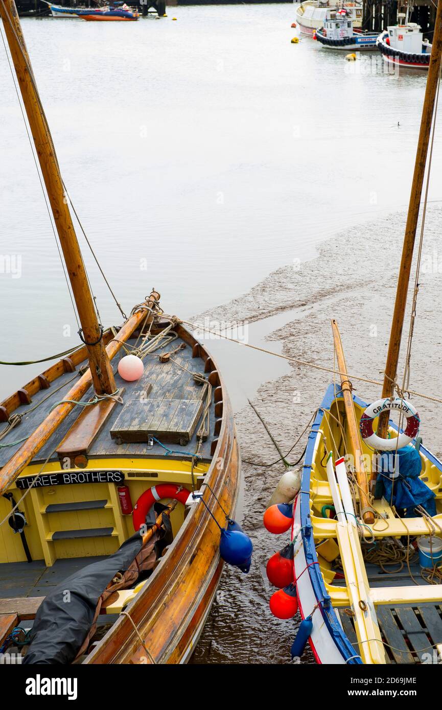 9 October 2020: Bridlington, East Yorkshire.Boats in the harbour. Picture: Sean Spencer/Hull News & Pictures Ltd 01482 210267/07976 433960 www.hullnew Stock Photo