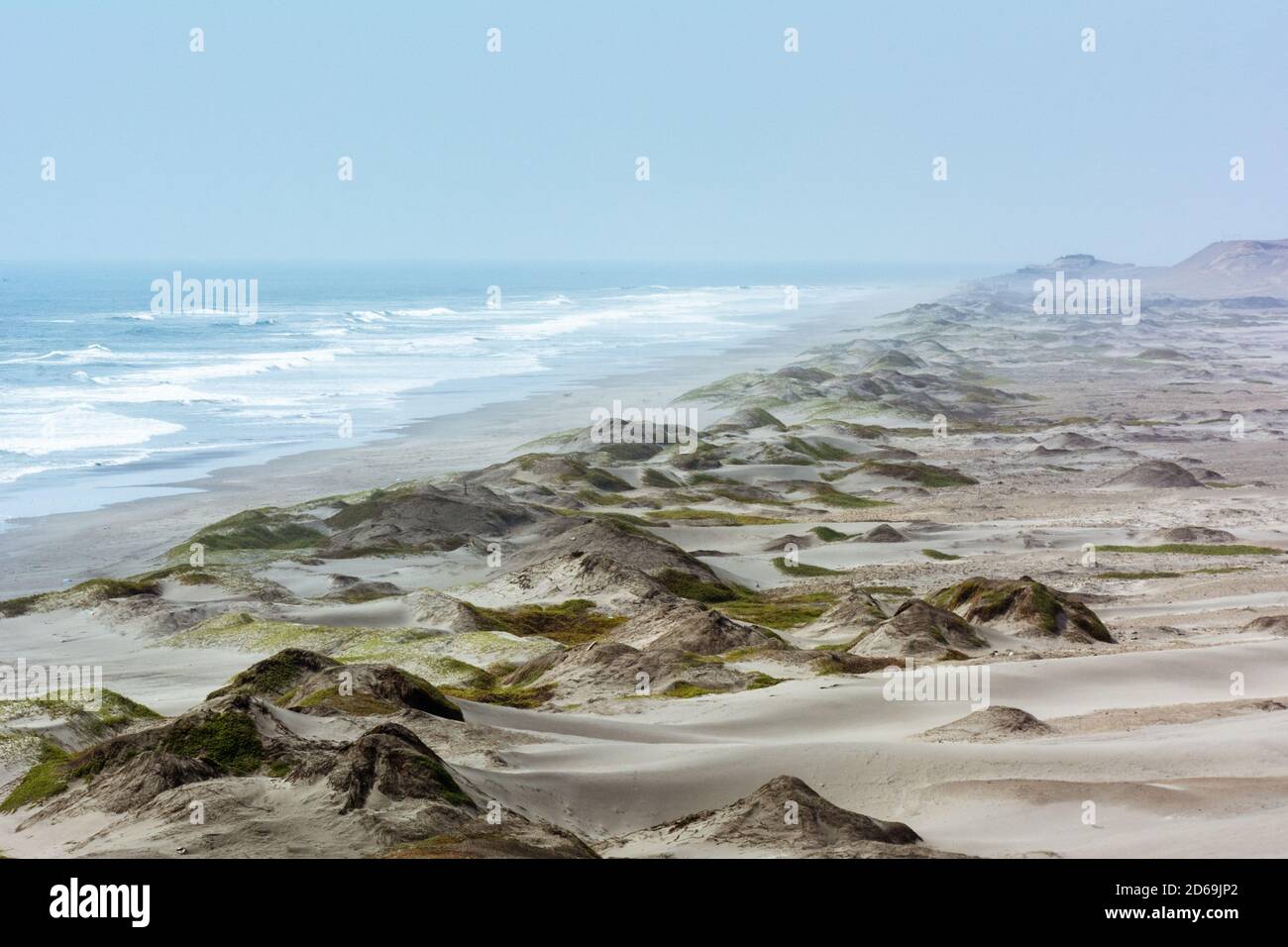 The desert coastal landscape of northern Peru seen here at Poemape in the La Libertad region. Stock Photo