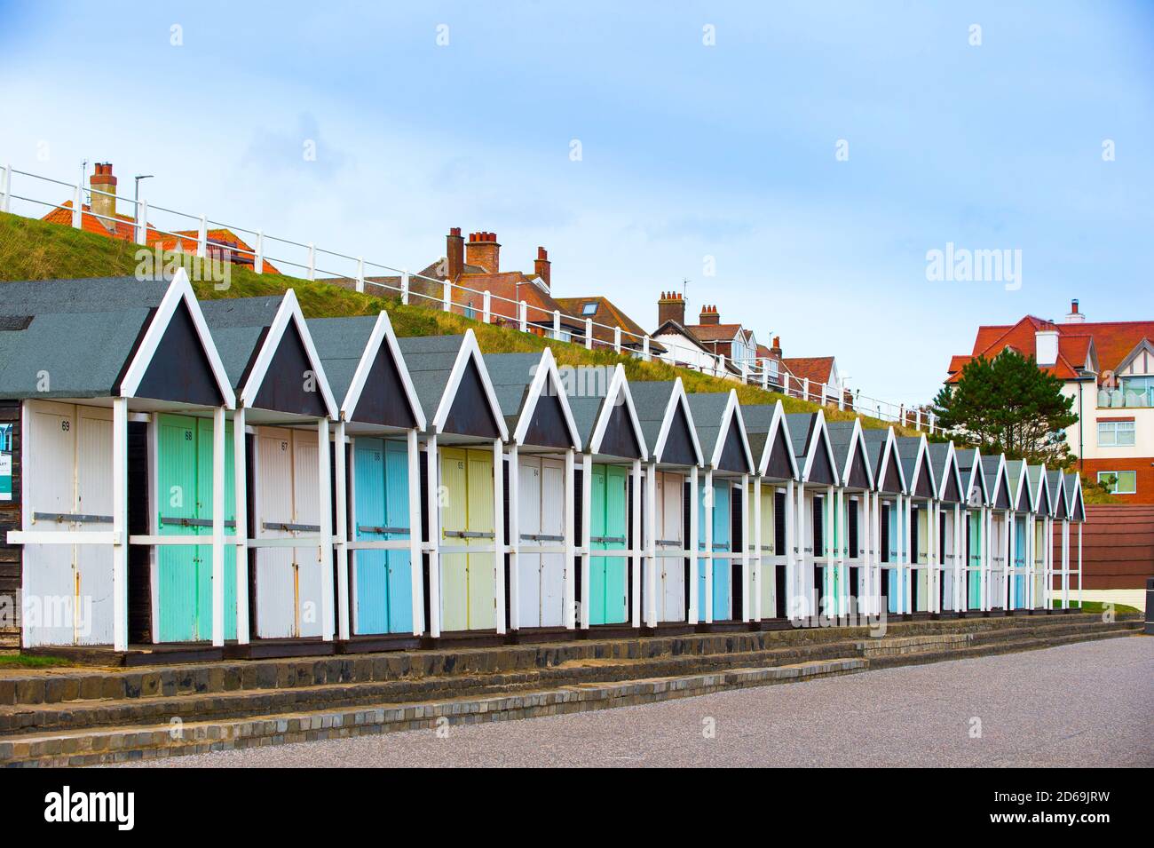 9 October 2020: Bridlington, East Yorkshire.Beach huts. Picture: Sean Spencer/Hull News & Pictures Ltd 01482 210267/07976 433960 www.hullnews.co.uk Stock Photo