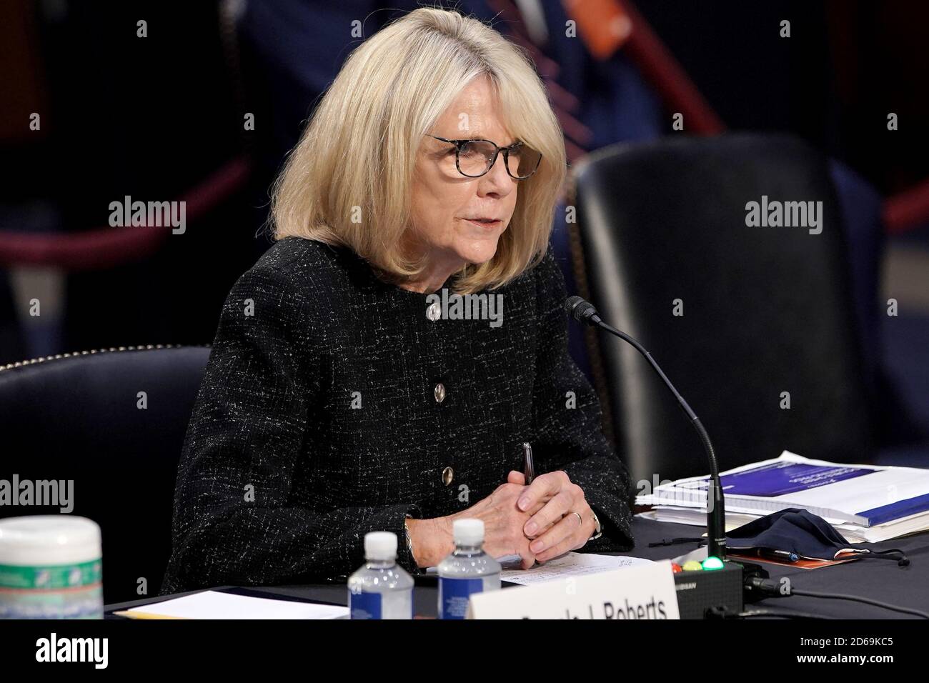 Lawyer Pamela J. Roberts testifies during a Senate Judiciary Committee confirmation hearing of President Donald Trump’s Supreme Court nominee Judge Amy Coney Barrett on Thursday, October 15, 2020. (Photo by Greg Nash/Pool/Sipa USA) Stock Photo